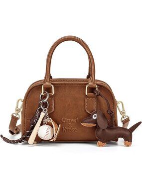 Women Brown Leather Ladies Cute Mini Adjustable Strap Handbags Crossbody Bag